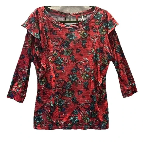 Free People Flowy Floral Long Sleeve Blouse Women's Size S Boho Whimsical - Picture 2 of 6